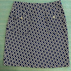 Harold’s Royal Blue and Black Geometric Pattern Skirt